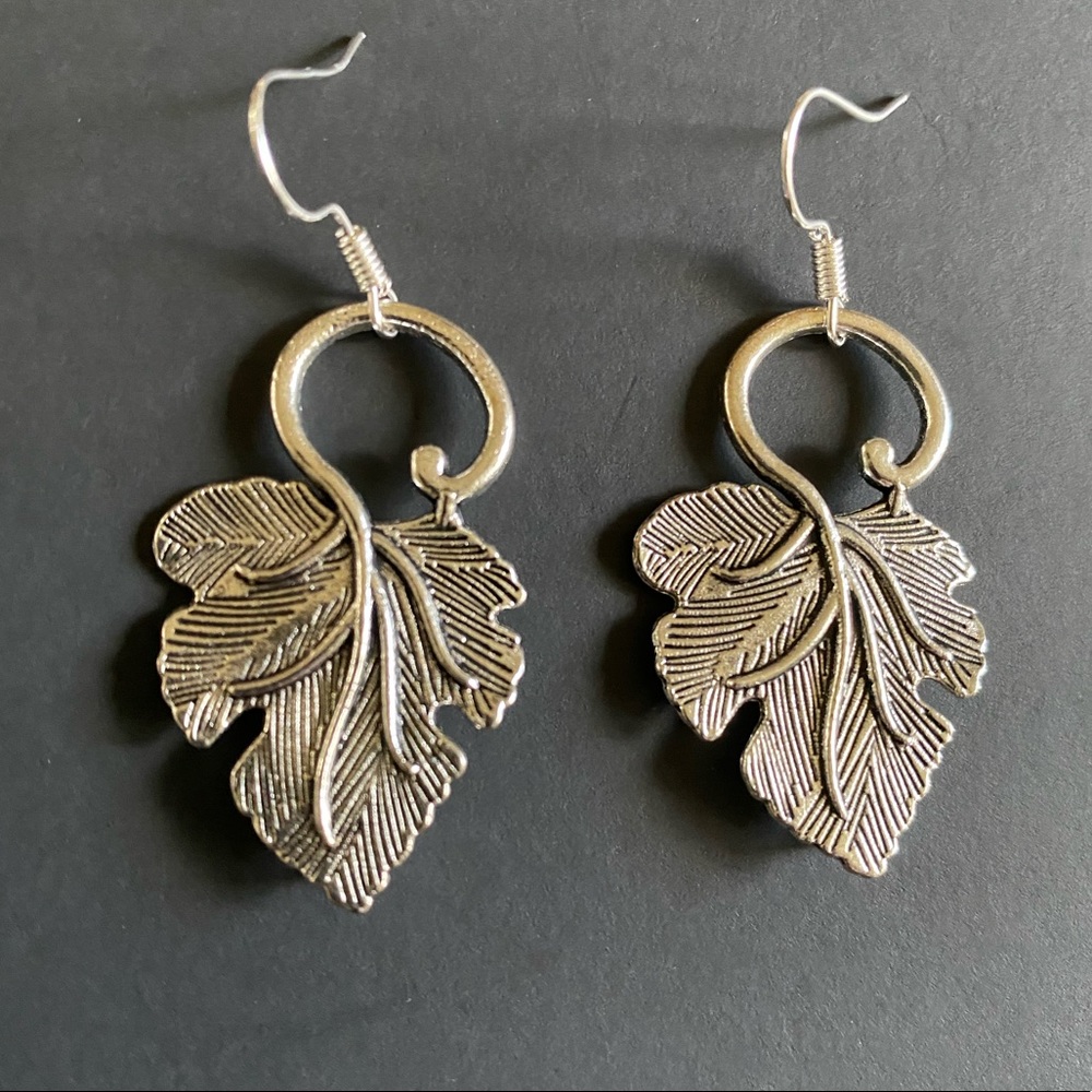3 for 15. Handmade Silver Tone Oversized Leaf Earrings